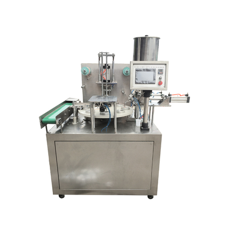 Rotary Type Cup Filling Sealing Machine dengan Roller Film untuk Tempel
